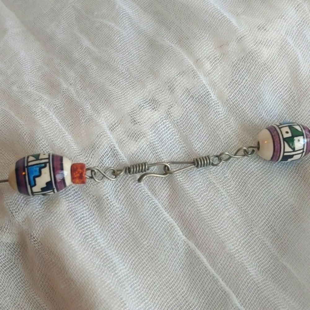 Colombian Hand Painted Clay Bead Necklace - Picture 13 of 13